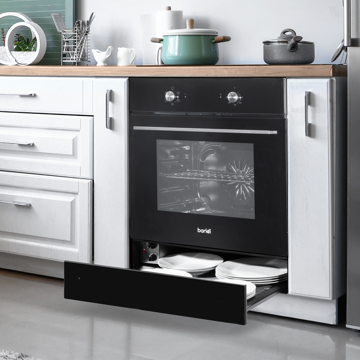 Baridi Built-in Warming Drawer 60cm, Black (DH201) (Factory Refurbished A)
