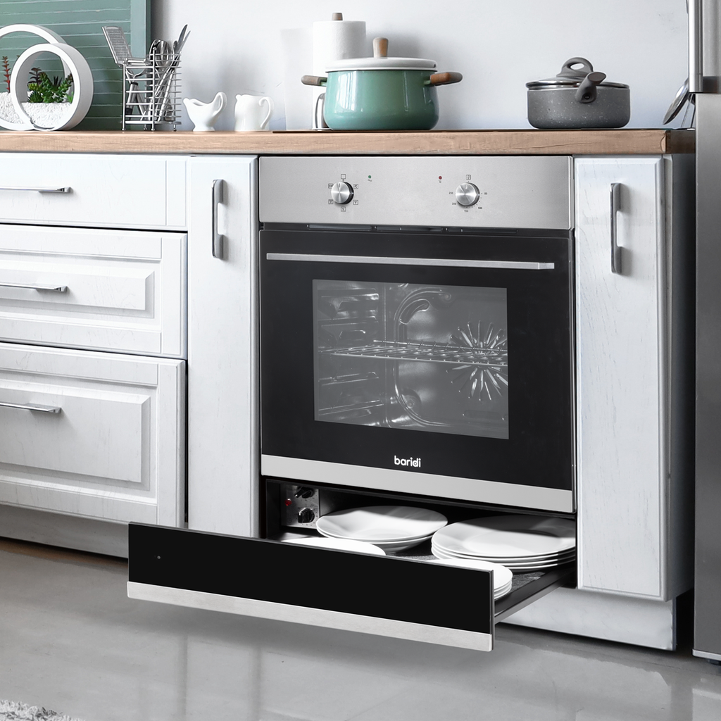 Baridi Built-in Warming Drawer 60cm, Black/Stainless Steel (DH202)