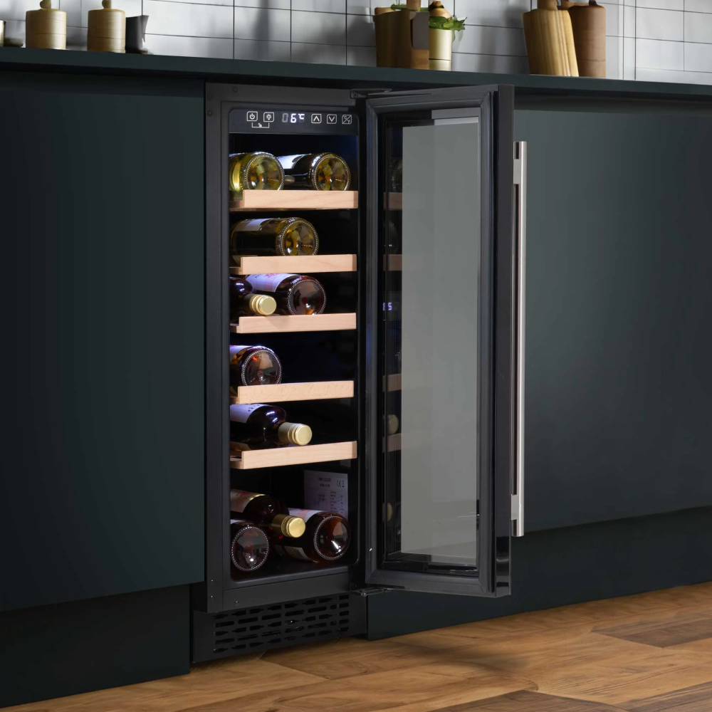 Baridi DH203 Built In Slim Wine Cooler Fridge with Digital Touchscreen Controls, LED Light, 20 Bottle Capacity, Black