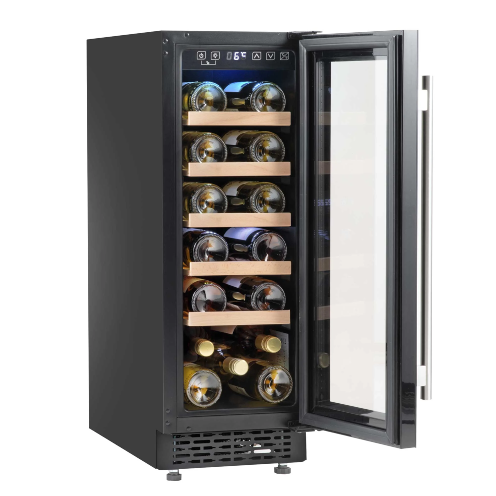 Baridi DH203 Built-In Slim Wine Fridge Cooler with Digital Touchscreen Controls & LED Light, 20 Bottle Capacity, Black
