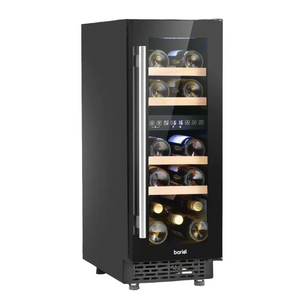 Baridi DH204 Dual Zone Built-In Slim Wine Fridge Cooler with Digital Touchscreen Controls & LED Light, 17 Bottle Capacity, Black