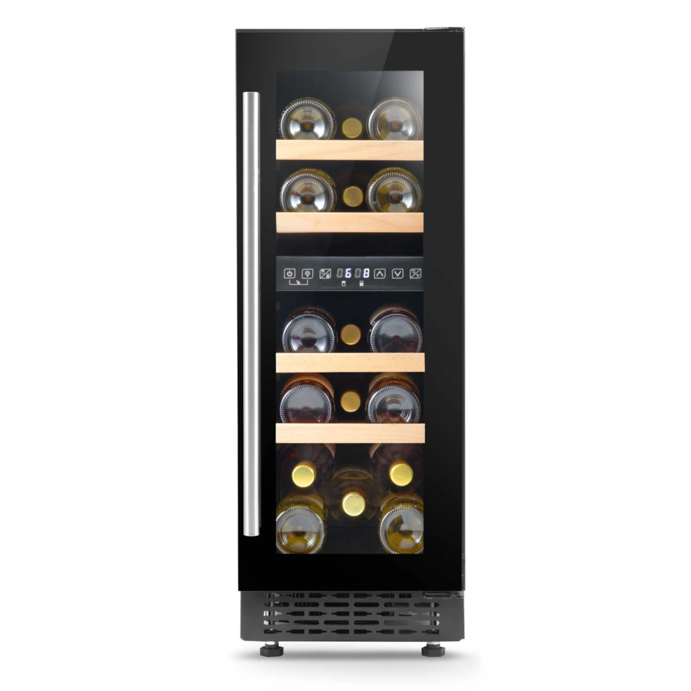 Baridi DH204 Dual Zone Built-In Slim Wine Fridge Cooler with Digital Touchscreen Controls & LED Light, 17 Bottle Capacity, Black