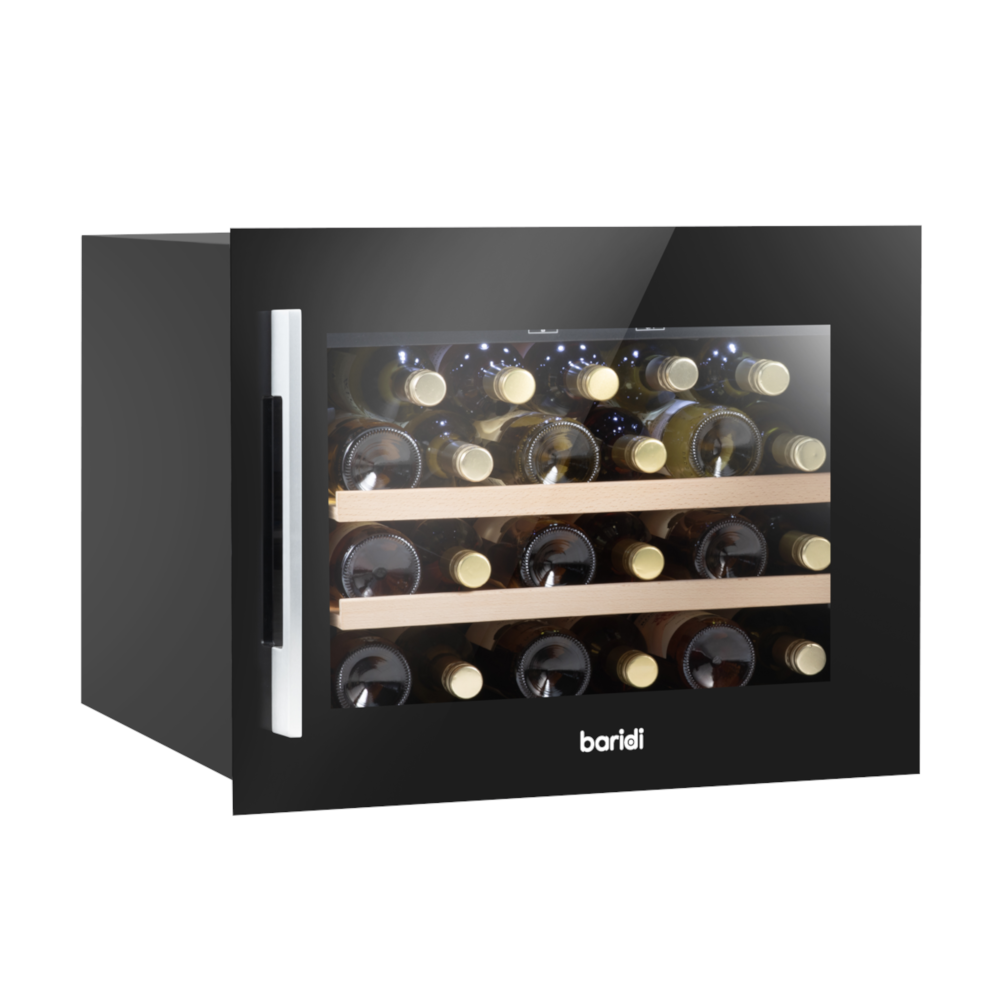 Baridi DH205 Built-In Wine Fridge Cooler with Digital Touchscreen Controls & LED Light, 28 Bottle Capacity, Black