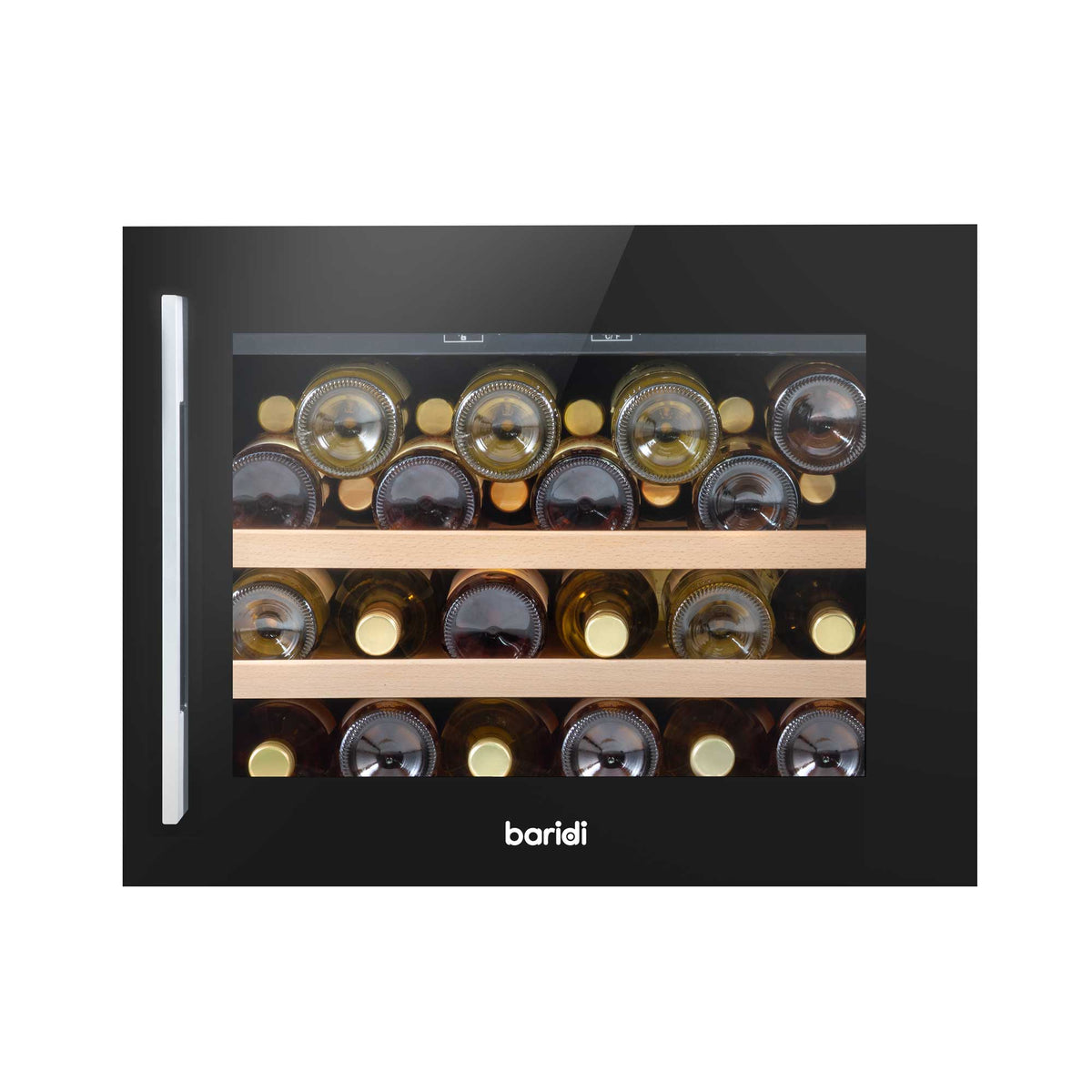 Baridi DH205 Built-In Wine Fridge Cooler with Digital Touchscreen Controls & LED Light, 28 Bottle Capacity, Black