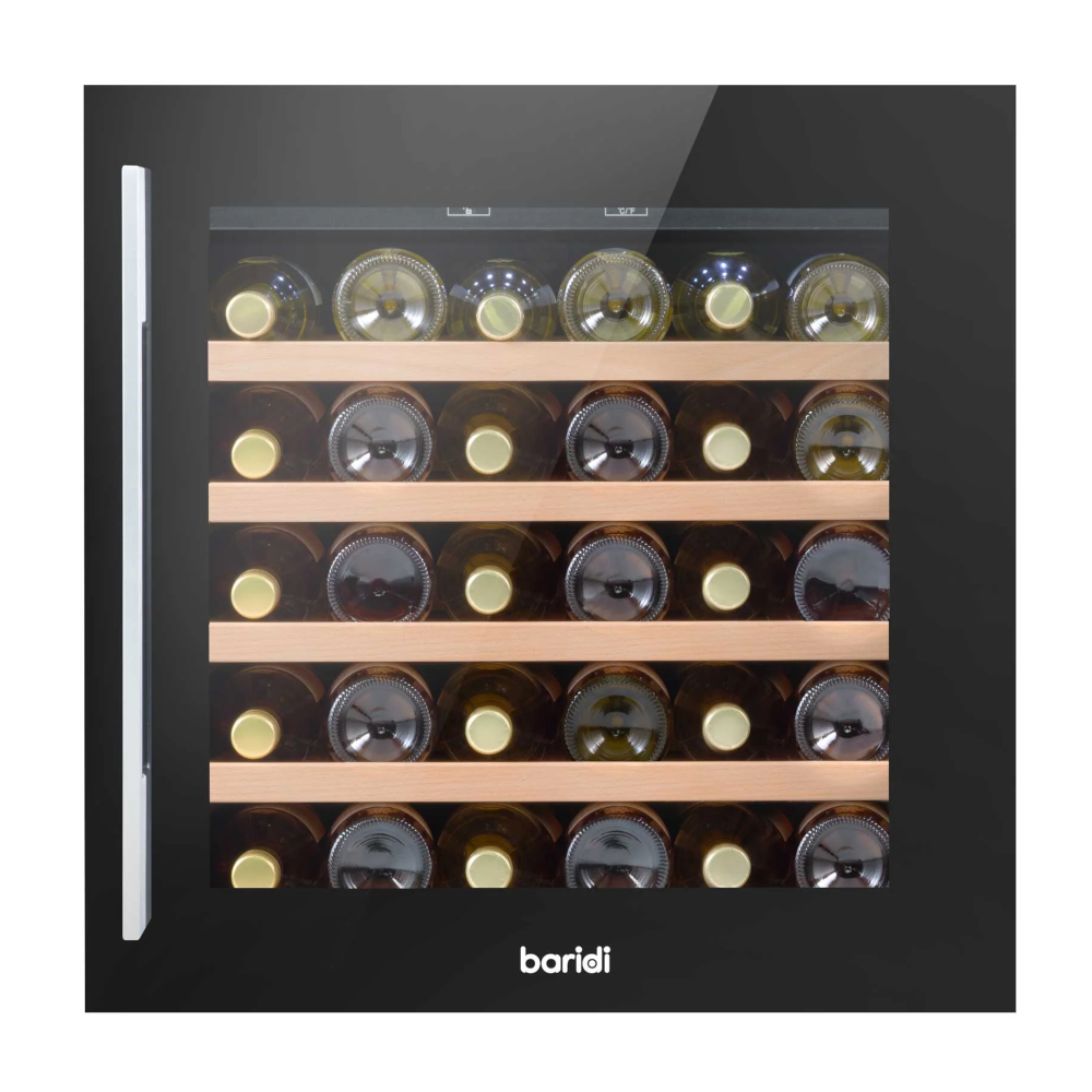 Baridi DH206 Built-In Wine Fridge Cooler with Digital Touchscreen Controls & LED Light, 36 Bottle Capacity, Black