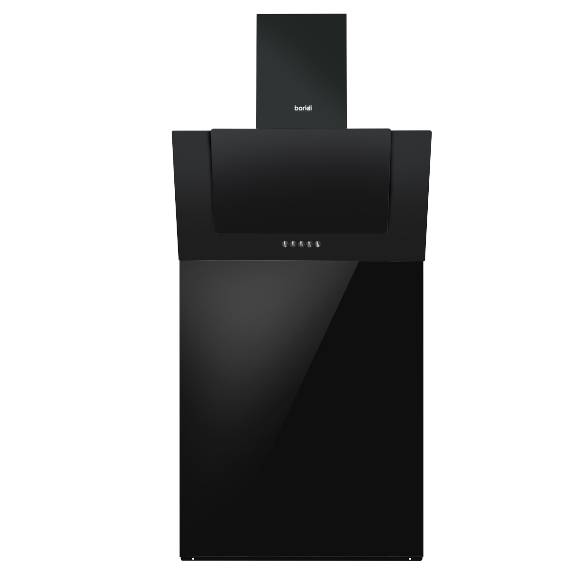 Baridi Angled Chimney Cooker Hood with Carbon Filters, LED Lamp & Splashback - Black Glass