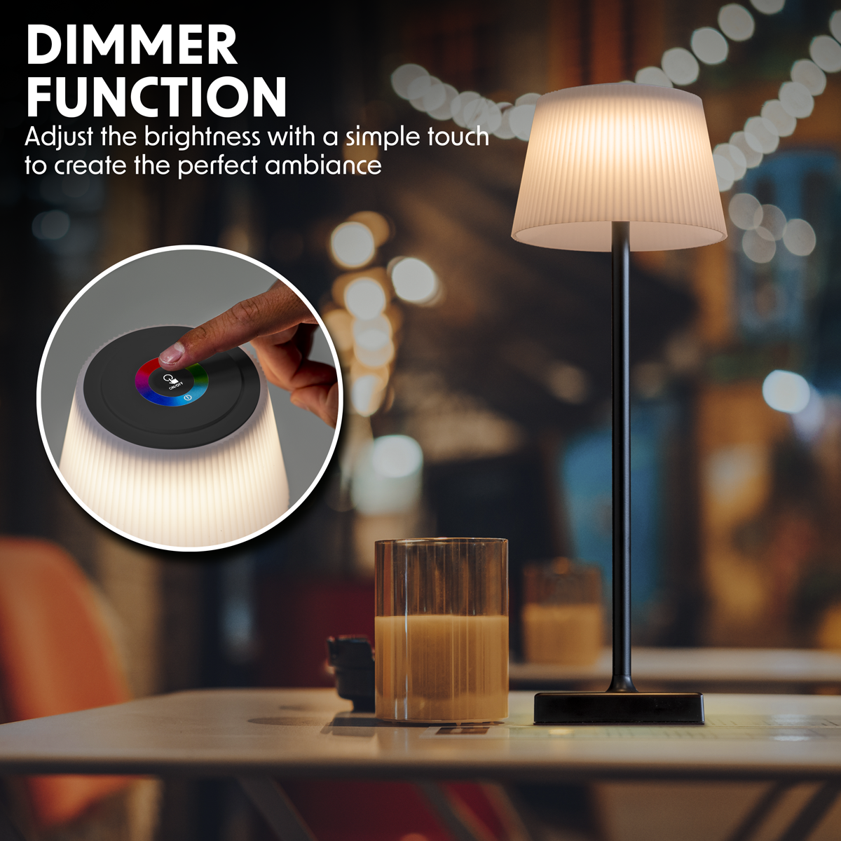 Dellonda Rechargeable Table Lamp, RGB Colours, Black (DH212)