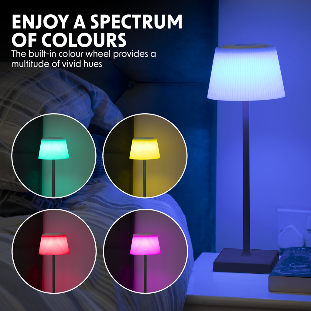 Dellonda Rechargeable Table Lamp, RGB Colours, Black (DH212)