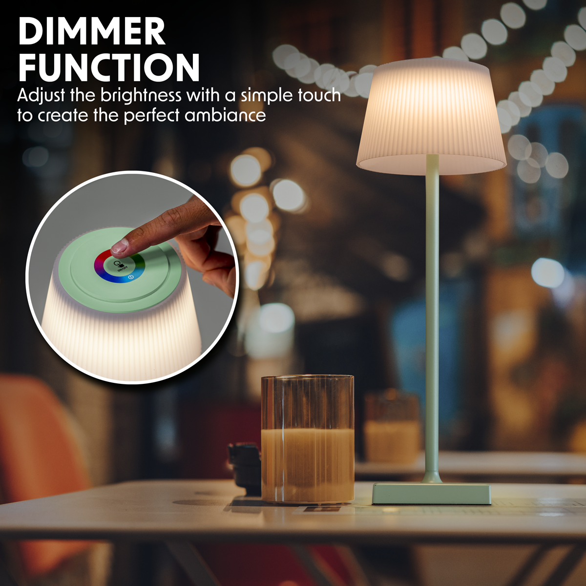 Dellonda Rechargeable Table Lamp, RGB Colours, Green (DH214)
