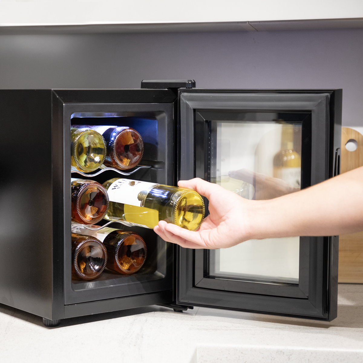 Baridi Wine Cooler Fridge, 6 Bottle, Black (DH217) (Factory Refurbished A)