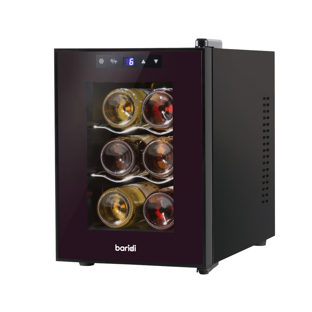 Baridi Wine Cooler Fridge, 6 Bottle, Black (DH217) (Factory Refurbished A)