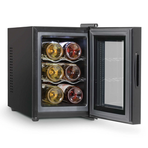 Baridi DH217 Table Top Freestanding Wine Cooler Fridge with Digital Touchscreen Controls, LED Light, 6 Bottle Capacity, Black