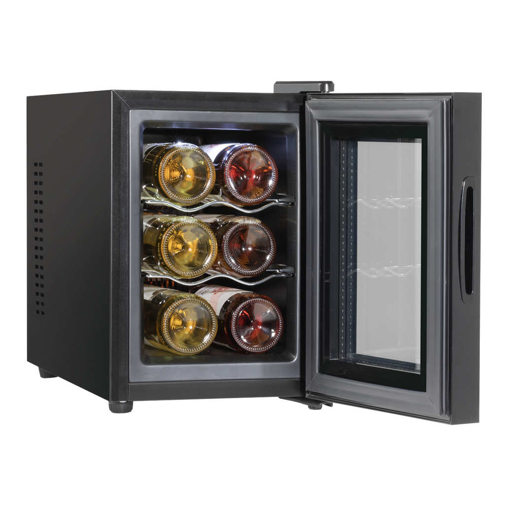 Baridi Wine Cooler Fridge, 6 Bottle, Black (DH217) (Factory Refurbished A)