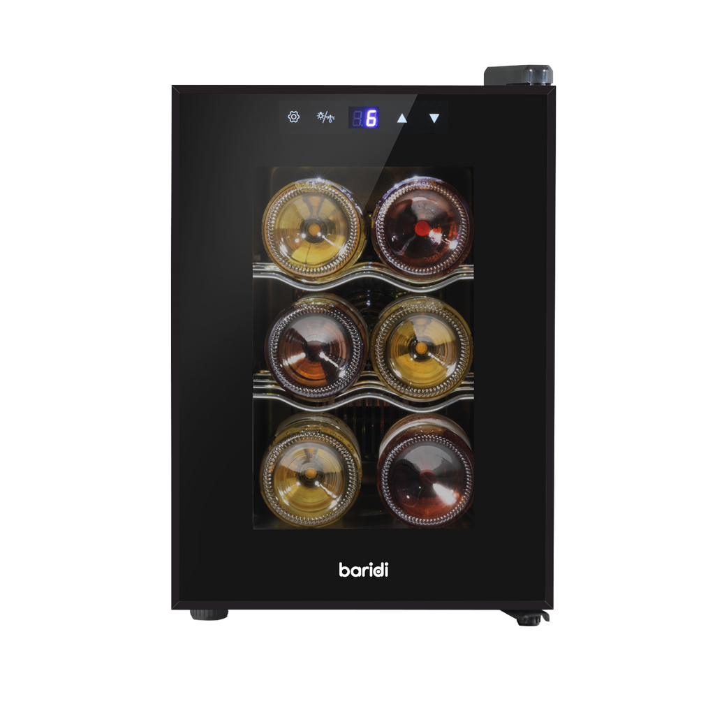 Baridi Wine Cooler Fridge, 6 Bottle, Black (DH217) (Factory Refurbished A)