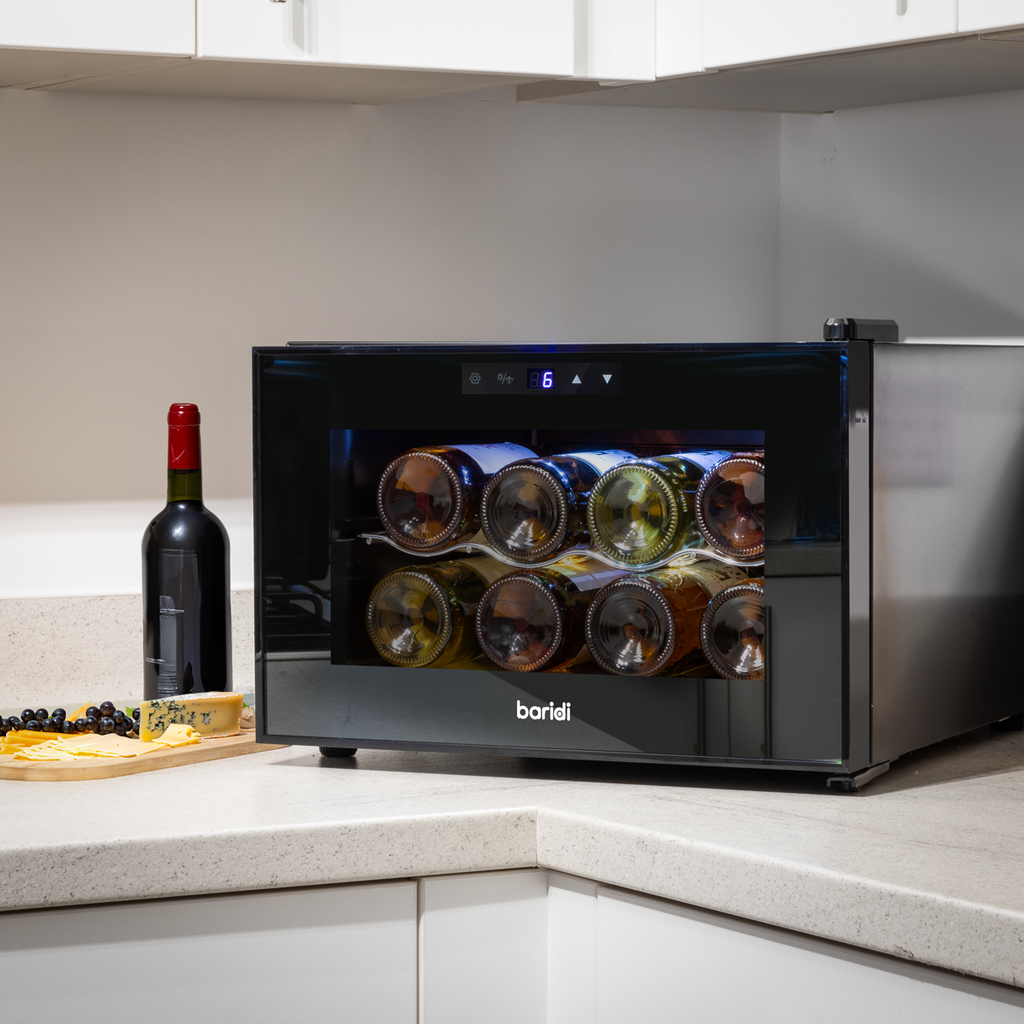 Baridi Wine Cooler Fridge, 8 Bottle, Black (DH218) (Factory Refurbished B)