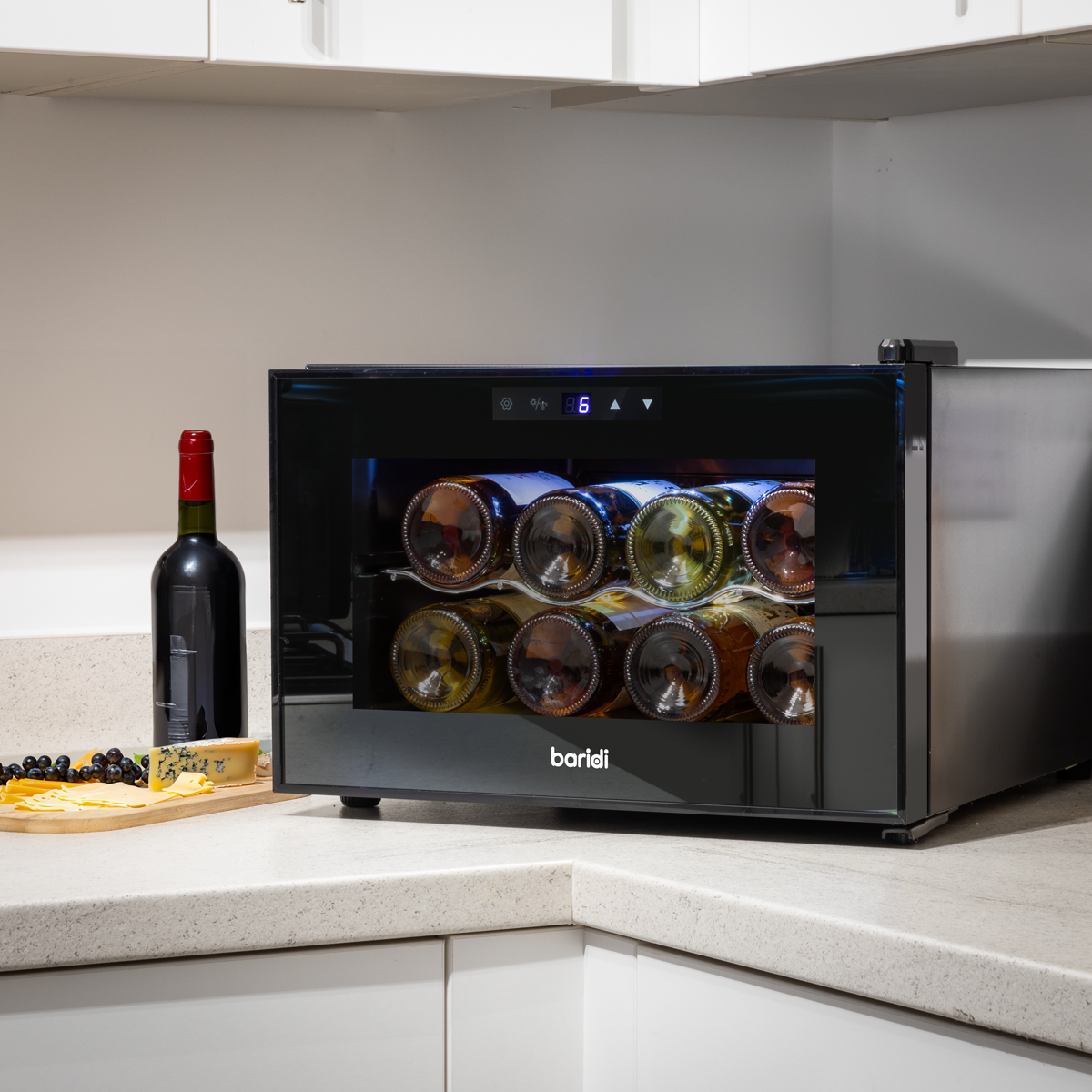 Baridi Wine Cooler Fridge, 8 Bottle, Black (DH218) (Factory Refurbished B)