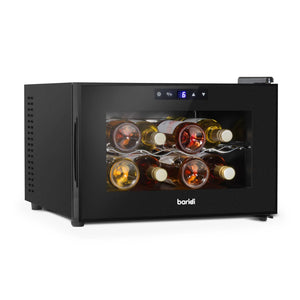 Baridi DH217 Table Top Freestanding Wine Cooler Fridge with Digital Touchscreen Controls, LED Light, 6 Bottle Capacity, Black