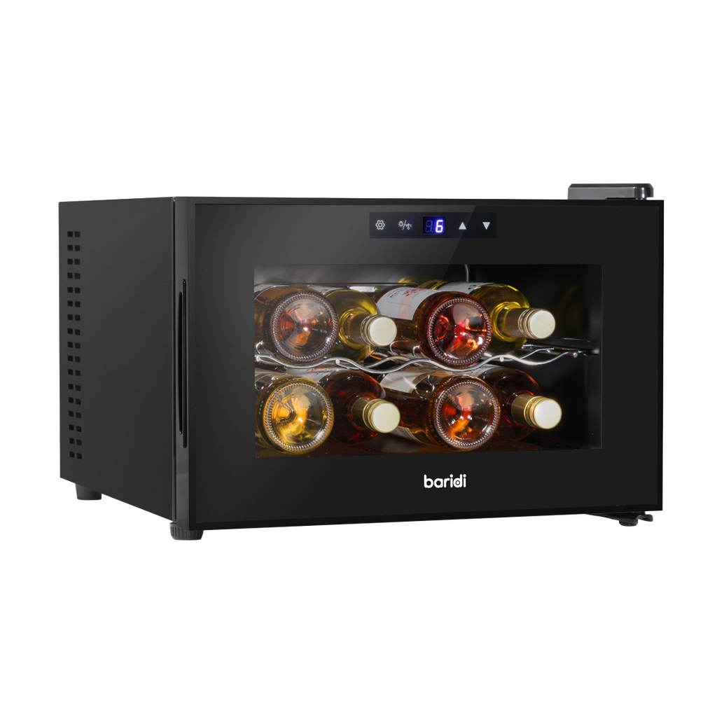 Baridi Wine Cooler Fridge, 8 Bottle, Black (DH218) (Factory Refurbished B)