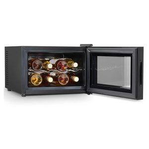 Baridi DH218 Table Top Freestanding Wine Cooler Fridge with Digital Touchscreen Controls, LED Light, 8 Bottle Capacity, Black