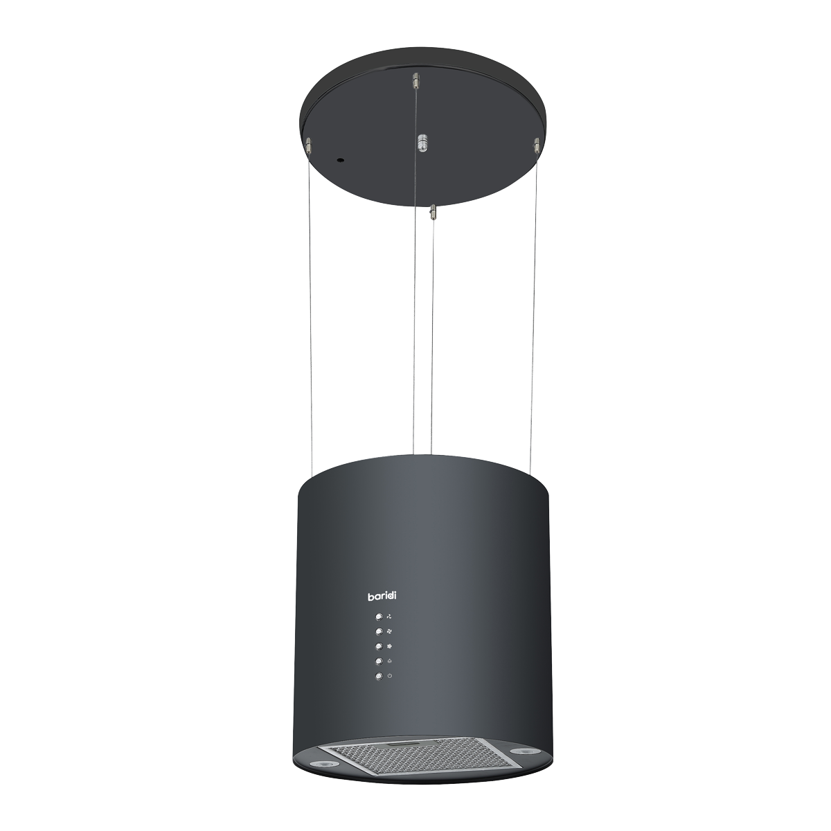 Baridi Round Island Cooker Hood 35cm - Black