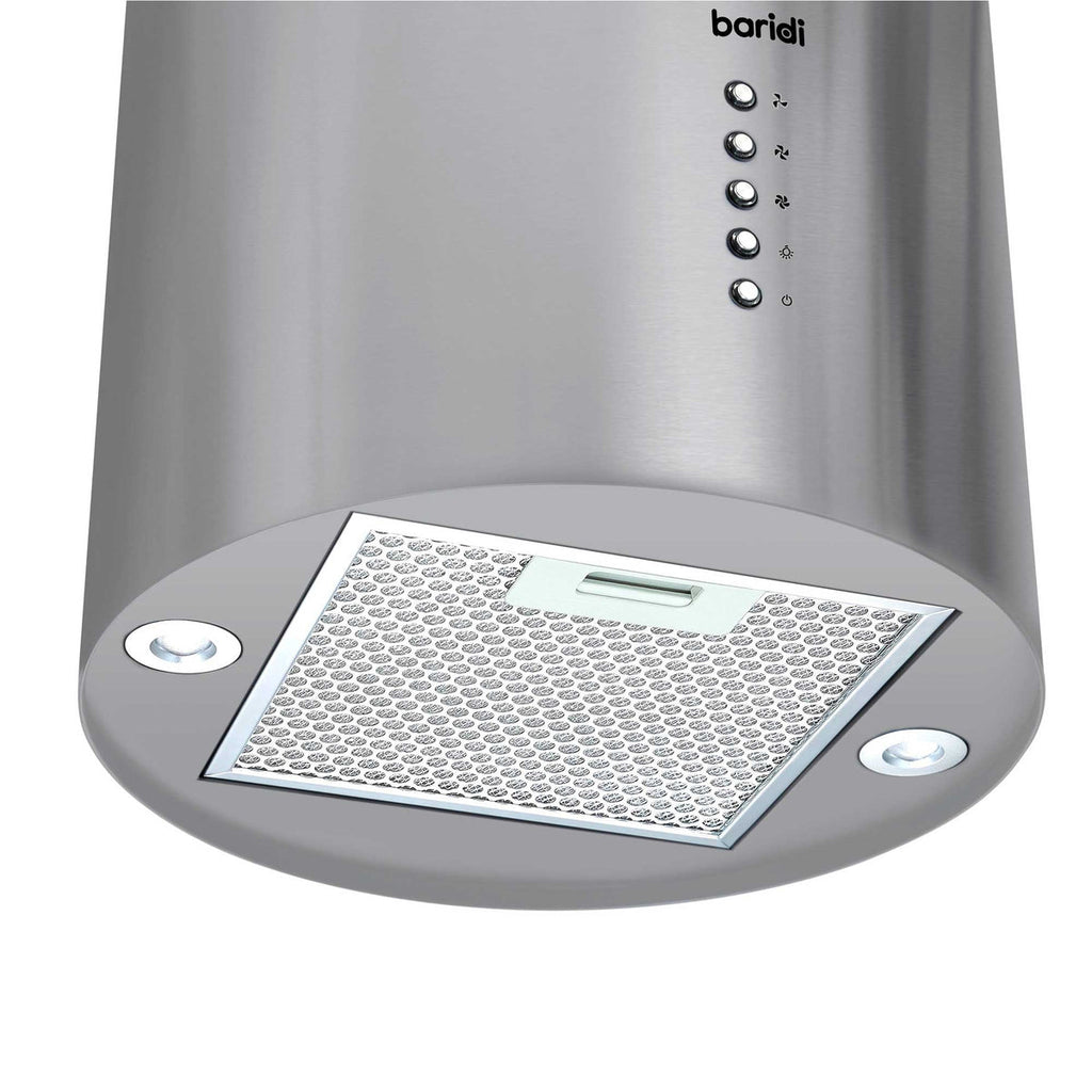 Baridi Round Island Cooker Hood with Filter 35cm, Stainless Steel (DH220)