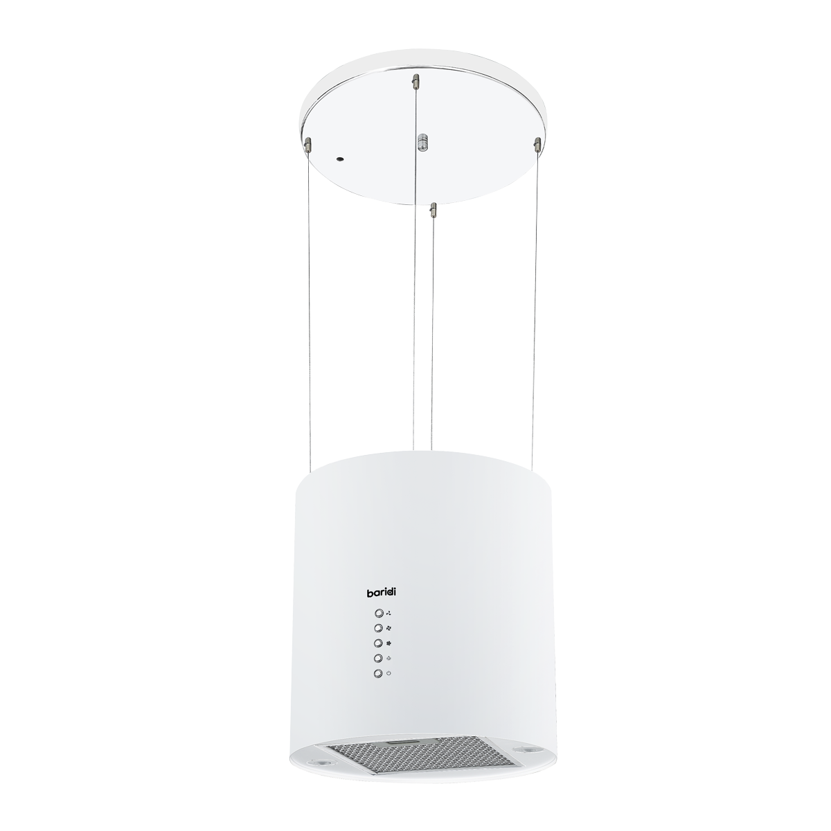 Baridi Round Island Cooker Hood with Filter 35cm, White (DH221) (Factory Refurbished A)