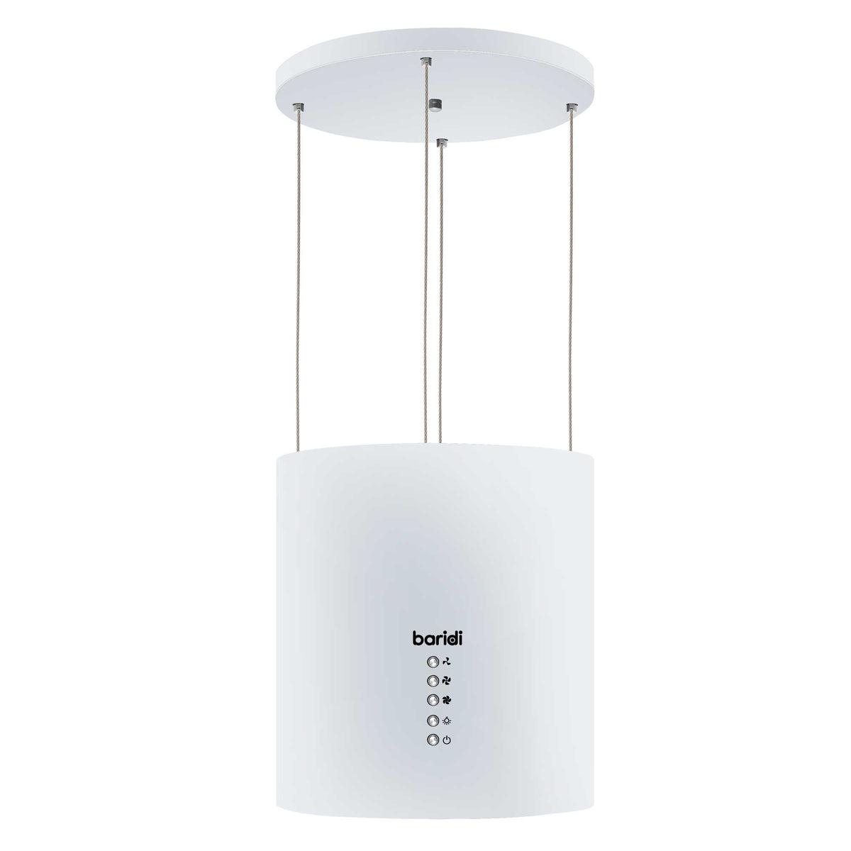 Baridi Round Island Cooker Hood with Filter 35cm, White (DH221) (Factory Refurbished A)