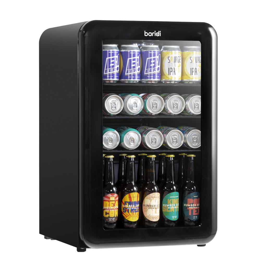 Baridi Retro Style Drinks, Beer & Wine Fridge, 70L Capacity, Black (DH222)