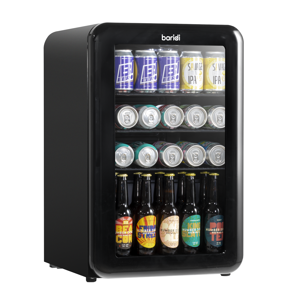 Baridi Retro Style Drinks, Beer & Wine Fridge, 70L Capacity, Black (DH222)