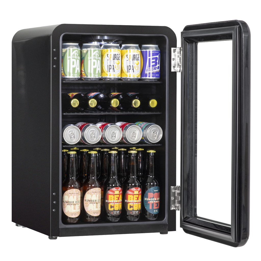Baridi Retro Style Drinks, Beer & Wine Fridge, 70L Capacity, Black (DH222)