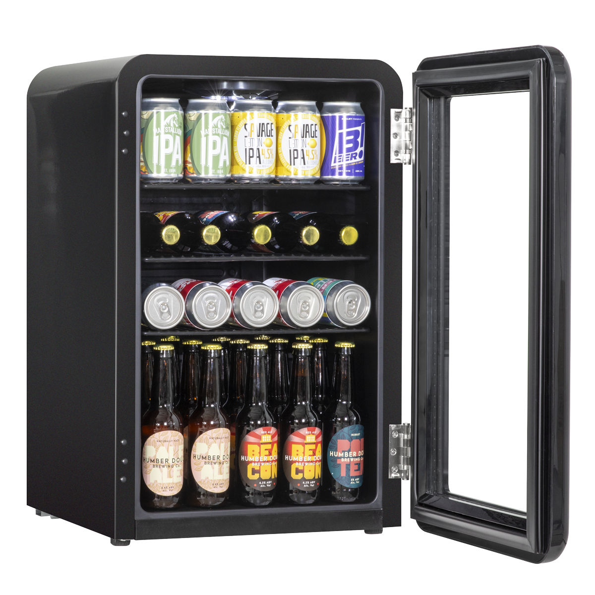 Baridi Retro Style Drinks, Beer & Wine Fridge, 70L Capacity, Black (DH222)