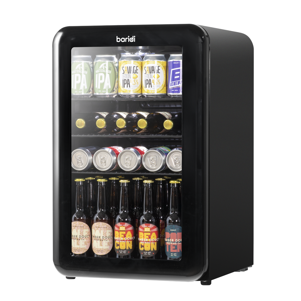 Baridi Retro Style Drinks, Beer & Wine Fridge, 70L Capacity, Black (DH222)