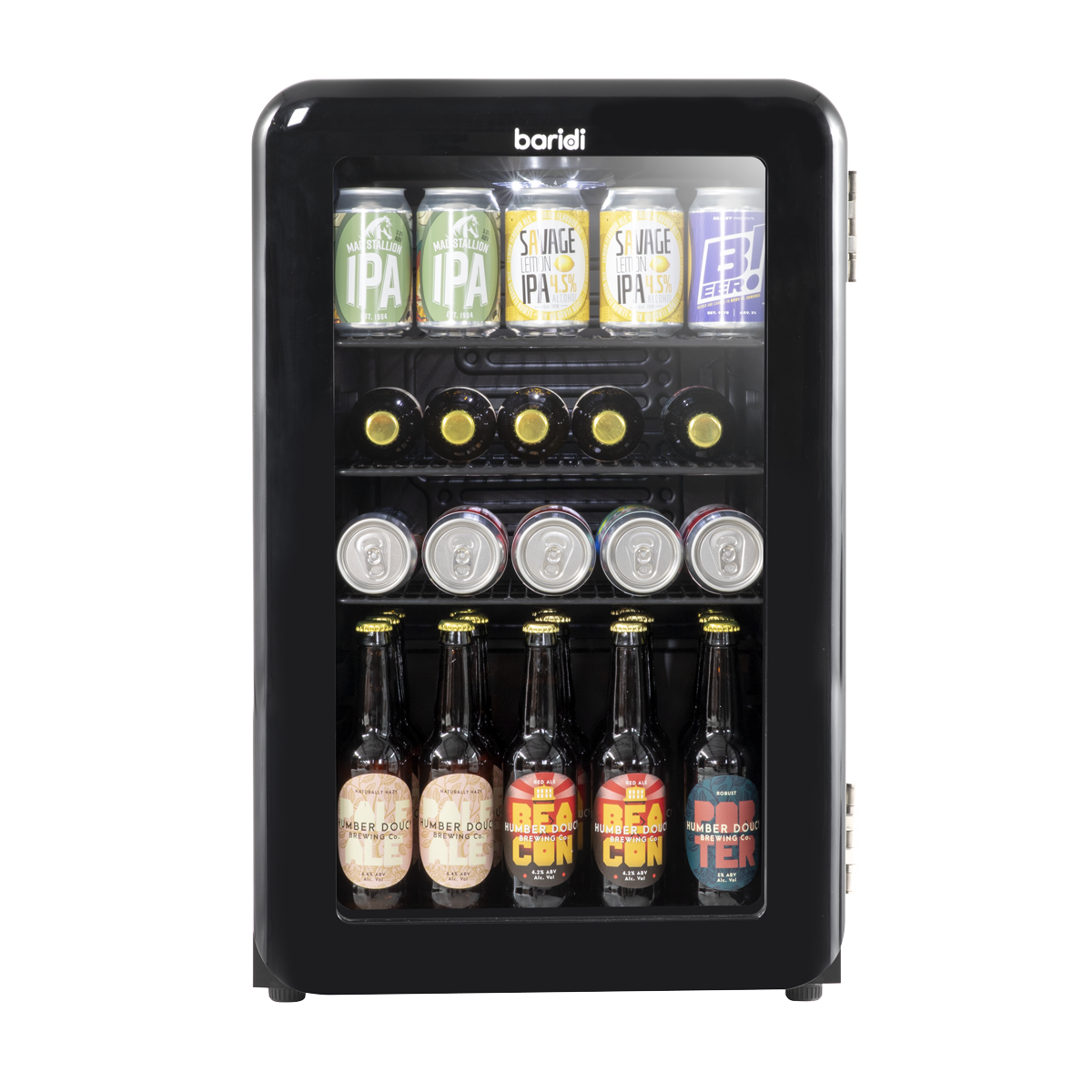 Baridi Retro Style Drinks, Beer & Wine Fridge, 70L Capacity, Black (DH222)