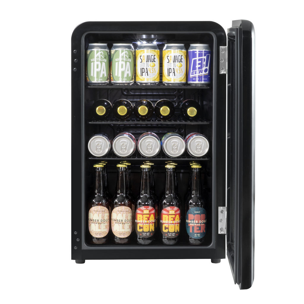 Baridi Retro Style Drinks, Beer & Wine Fridge, 70L Capacity, Black (DH222)