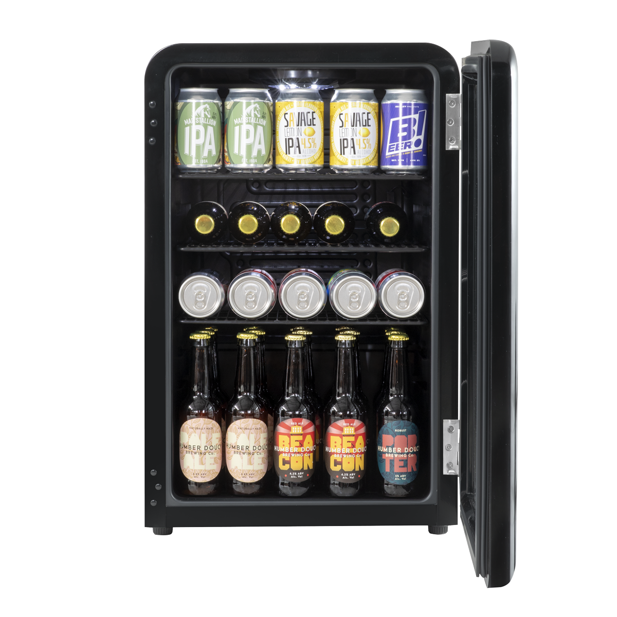 Baridi Retro Style Drinks, Beer & Wine Fridge, 70L Capacity, Black (DH222)