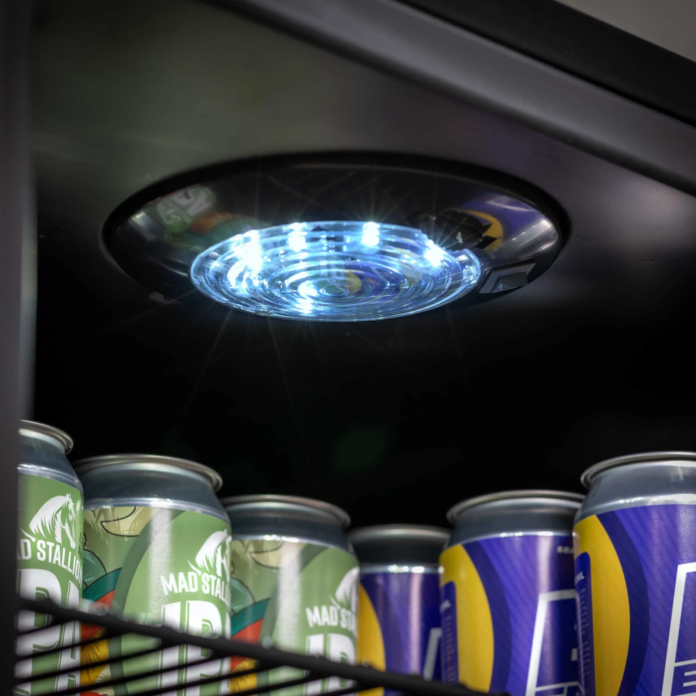 Baridi DH223 Under Counter Drinks, Beer and Wine Cooler Fridge with LED Light, 115 Litre Capacity, Black