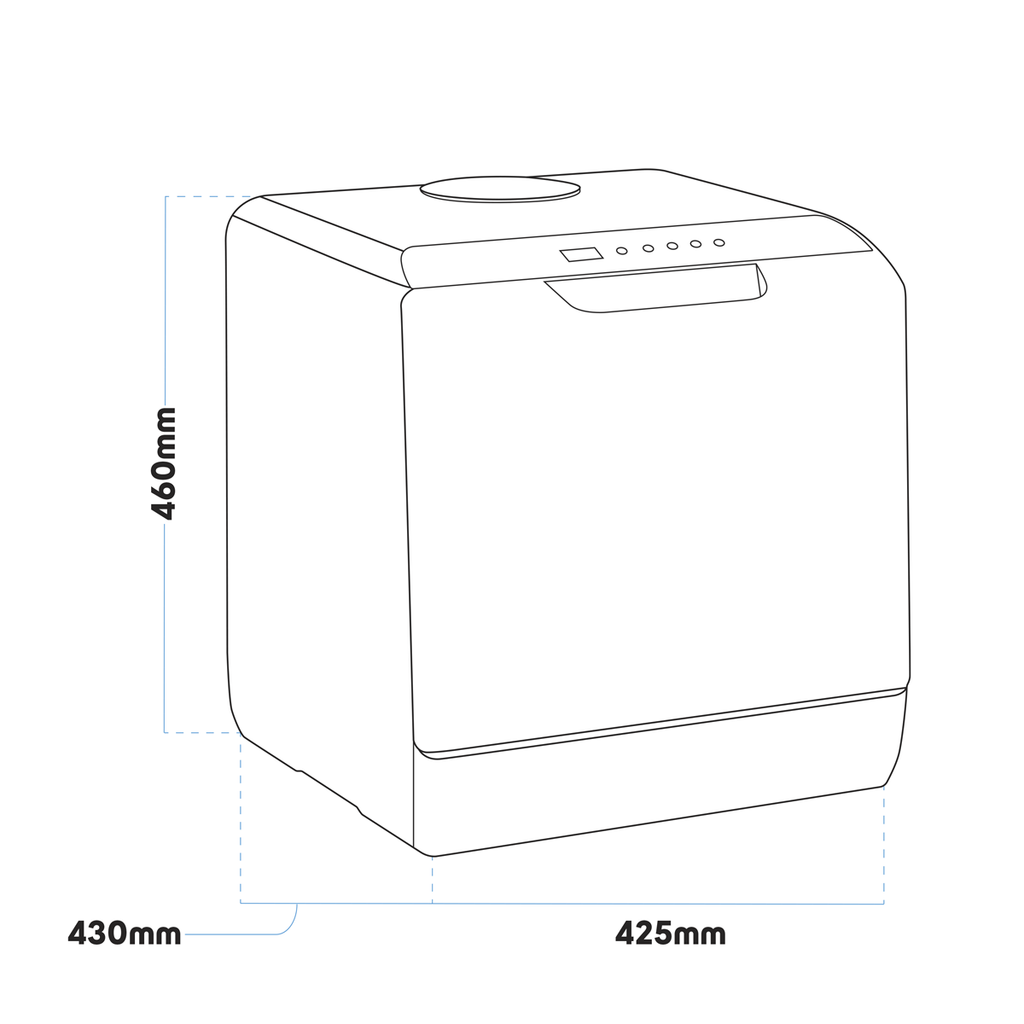 Baridi Mini Tabletop Dishwasher, 2-4 Place Settings, 5L Capacity, White (DH224A) (Factory Refurbished A)