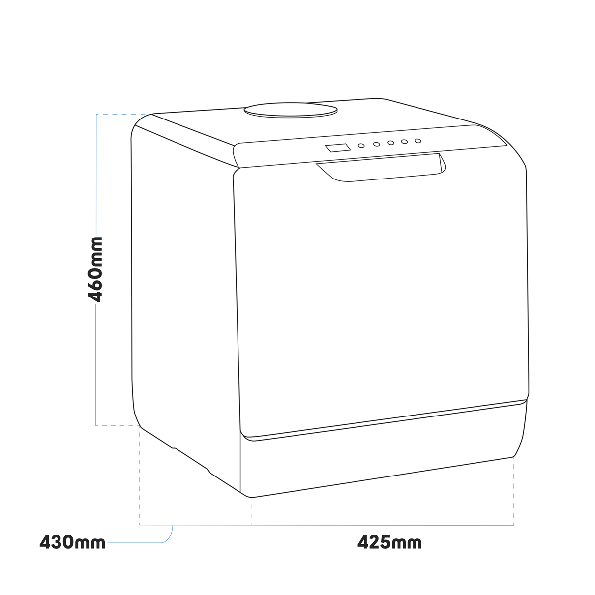 Baridi Mini Tabletop Dishwasher, 2-4 Place Settings, 5L Capacity, White (DH224A) (Factory Refurbished A)