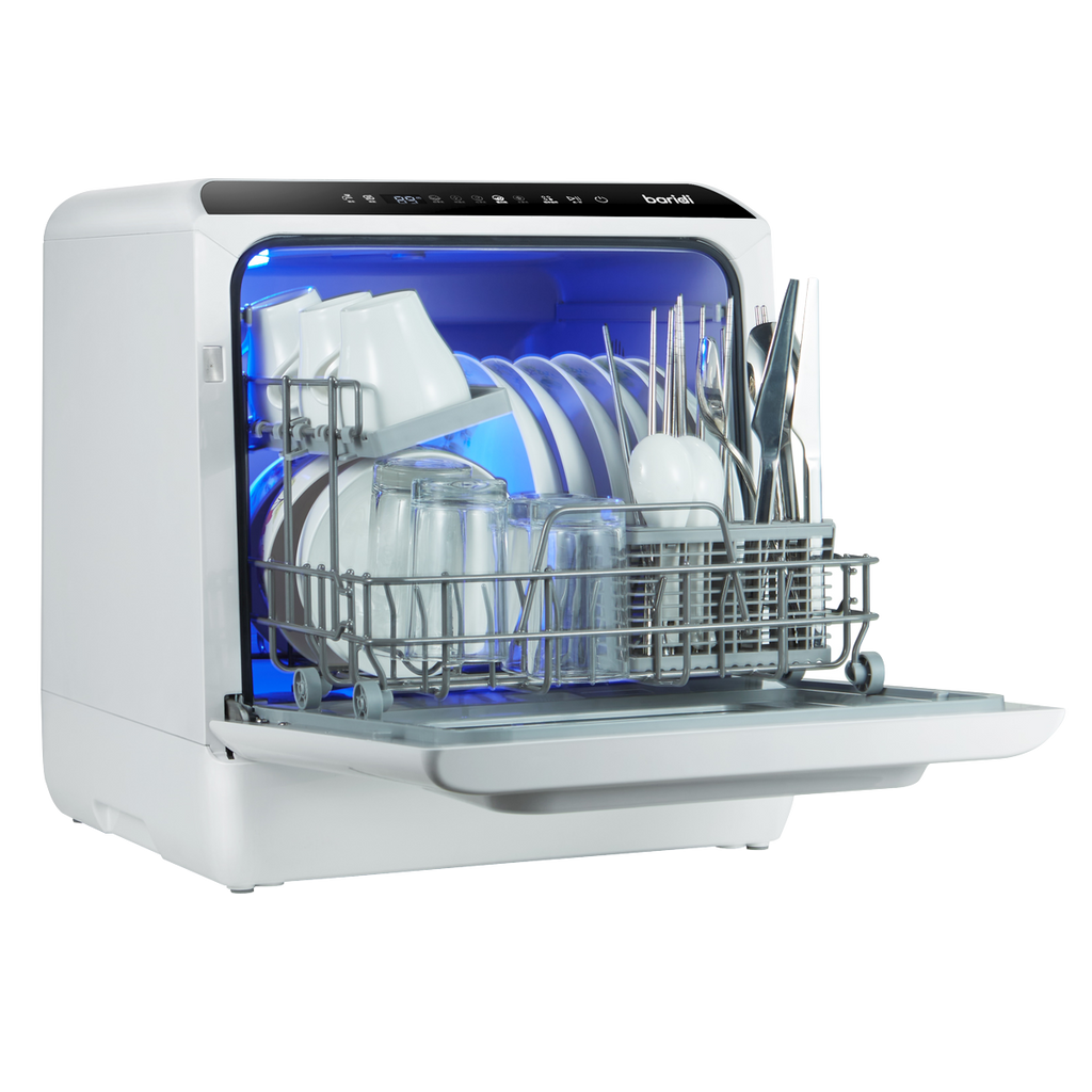 Baridi Mini Tabletop Dishwasher, 2-4 Place Settings, 5L Capacity, White (DH224A) (Factory Refurbished A)