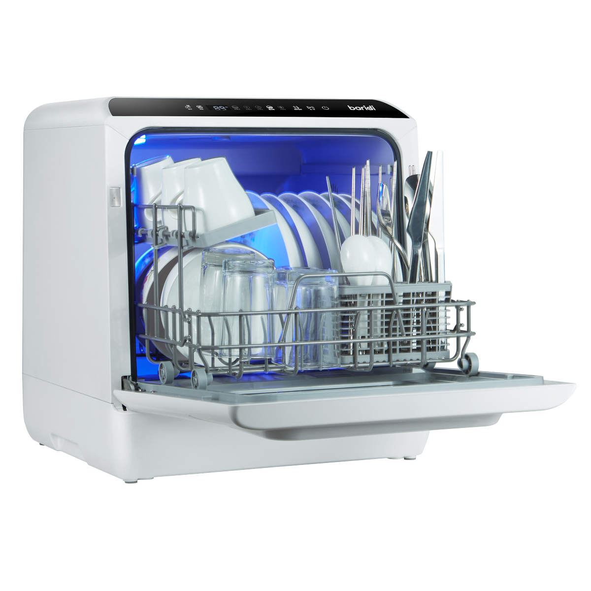 Baridi Mini Tabletop Dishwasher, 2-4 Place Settings, 5L Capacity, White (DH224A) (Factory Refurbished A)