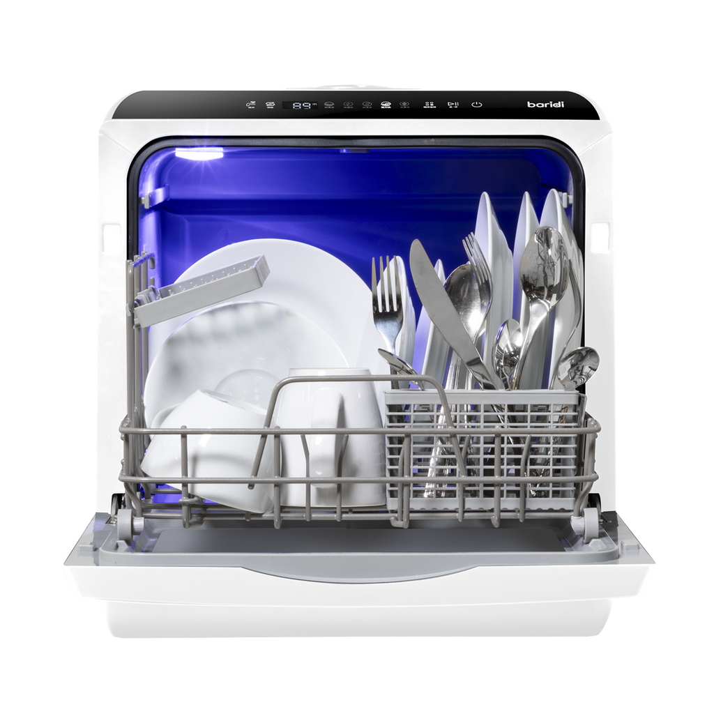Baridi Mini Tabletop Dishwasher, 2-4 Place Settings, 5L Capacity, White (DH224A) (Factory Refurbished A)