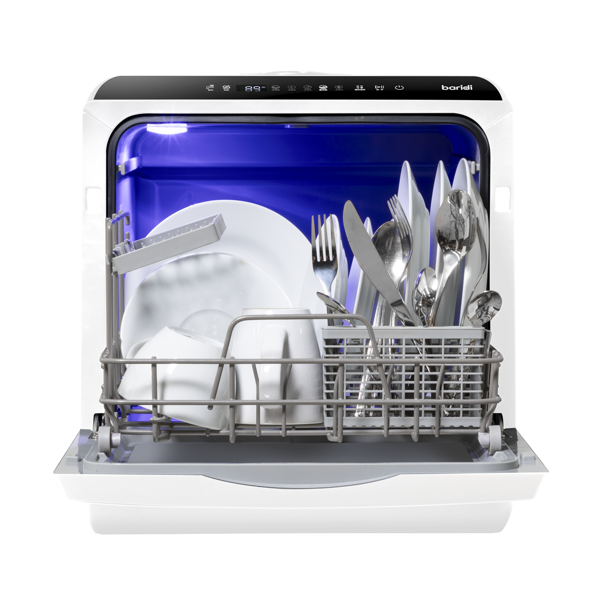 Baridi Mini Tabletop Dishwasher, 2-4 Place Settings, 5L Capacity, White (DH224A) (Factory Refurbished A)