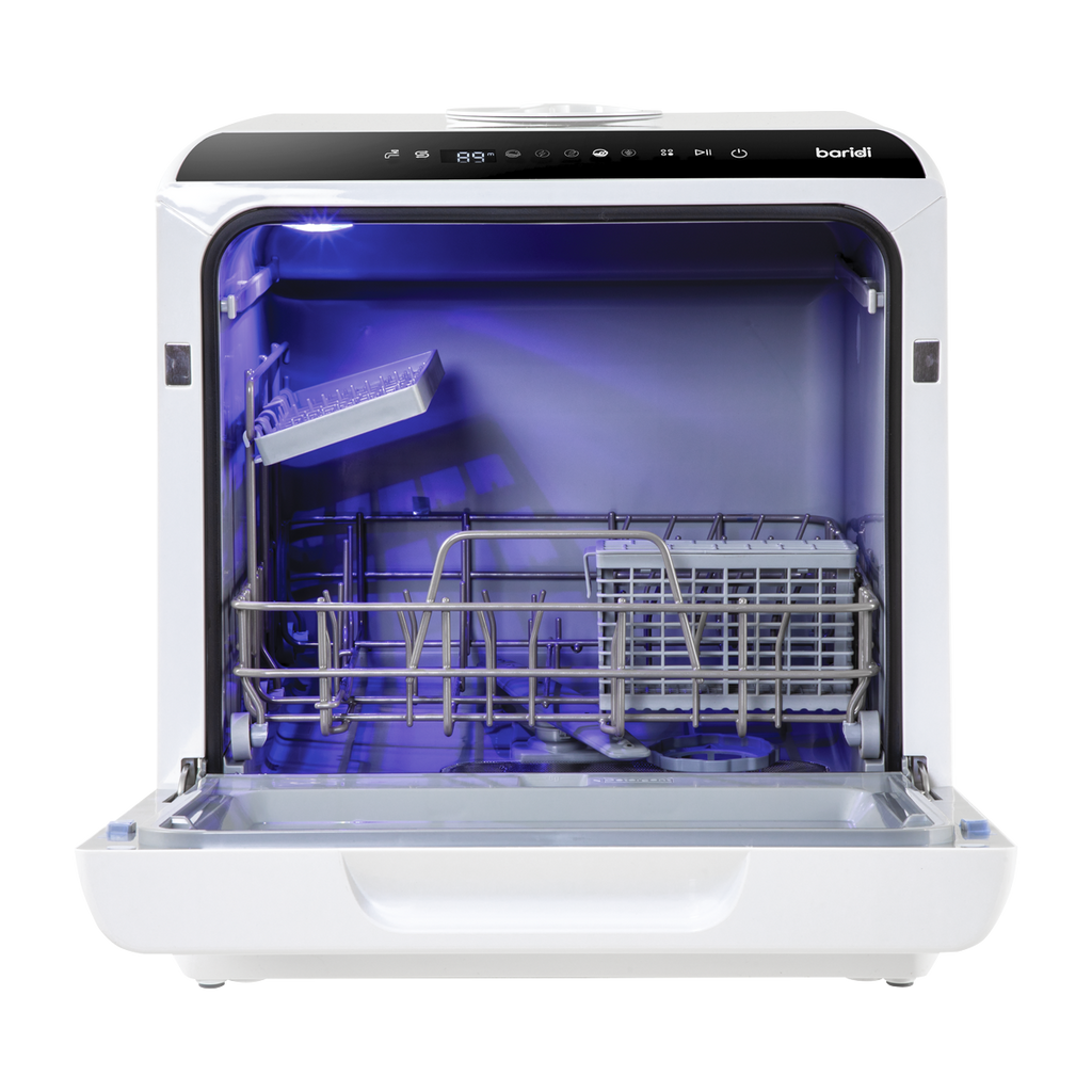 Baridi Mini Tabletop Dishwasher, 2-4 Place Settings, 5L Capacity, White (DH224A) (Factory Refurbished A)