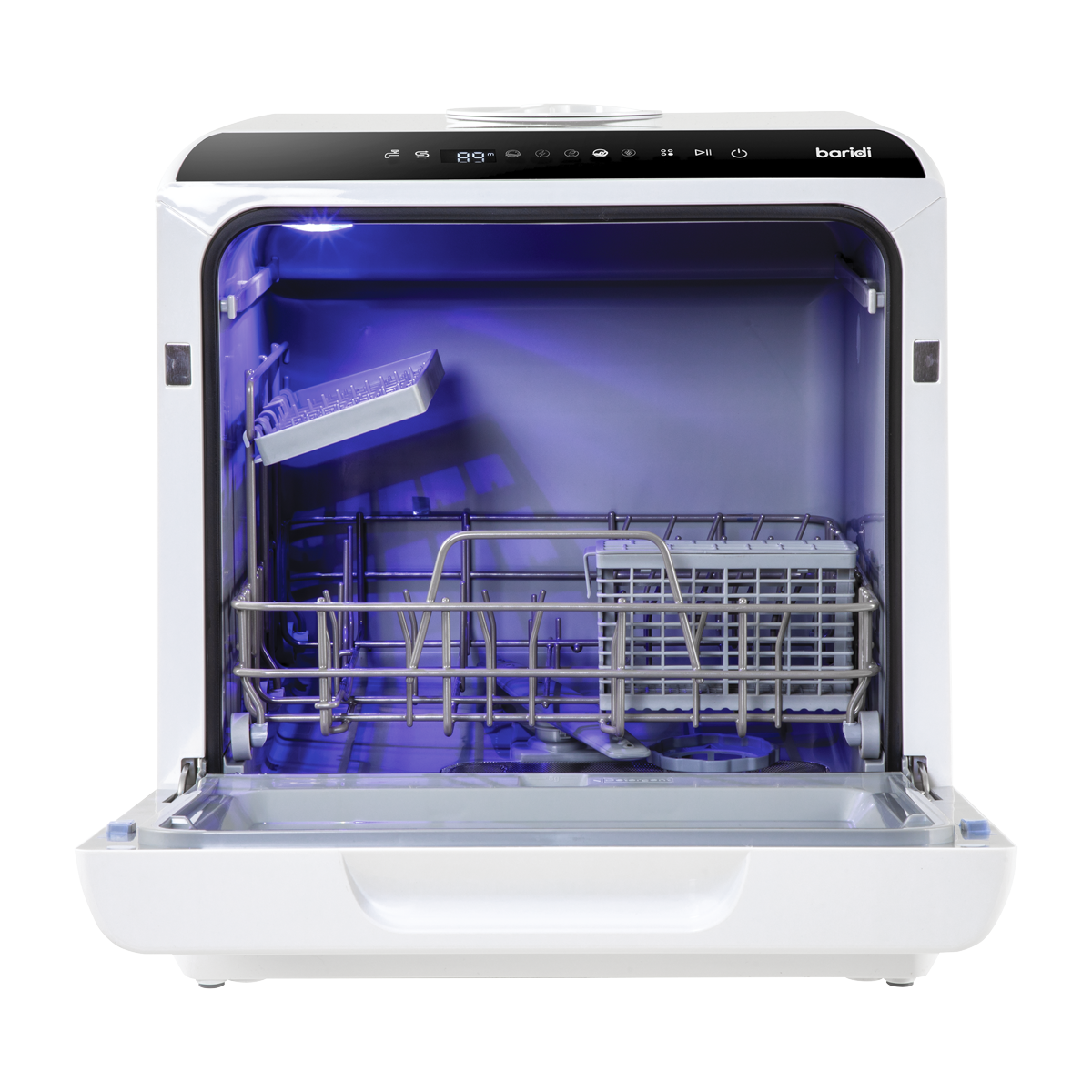 Baridi Mini Tabletop Dishwasher, 2-4 Place Settings, 5L Capacity, White (DH224A) (Factory Refurbished A)