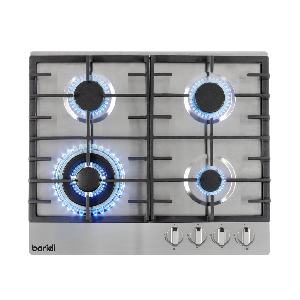 Baridi Built-in Gas Hob 60cm, 4 Cooking Zones, Stainless Steel (DH225) (Factory Refurbished A)