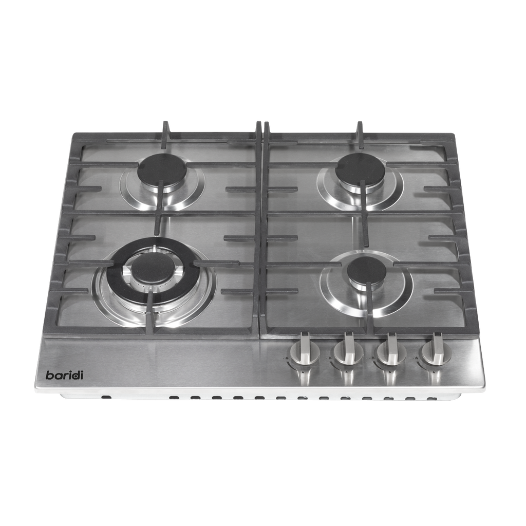 Baridi Built-in Gas Hob 60cm, 4 Cooking Zones, Stainless Steel (DH225) (Factory Refurbished A)