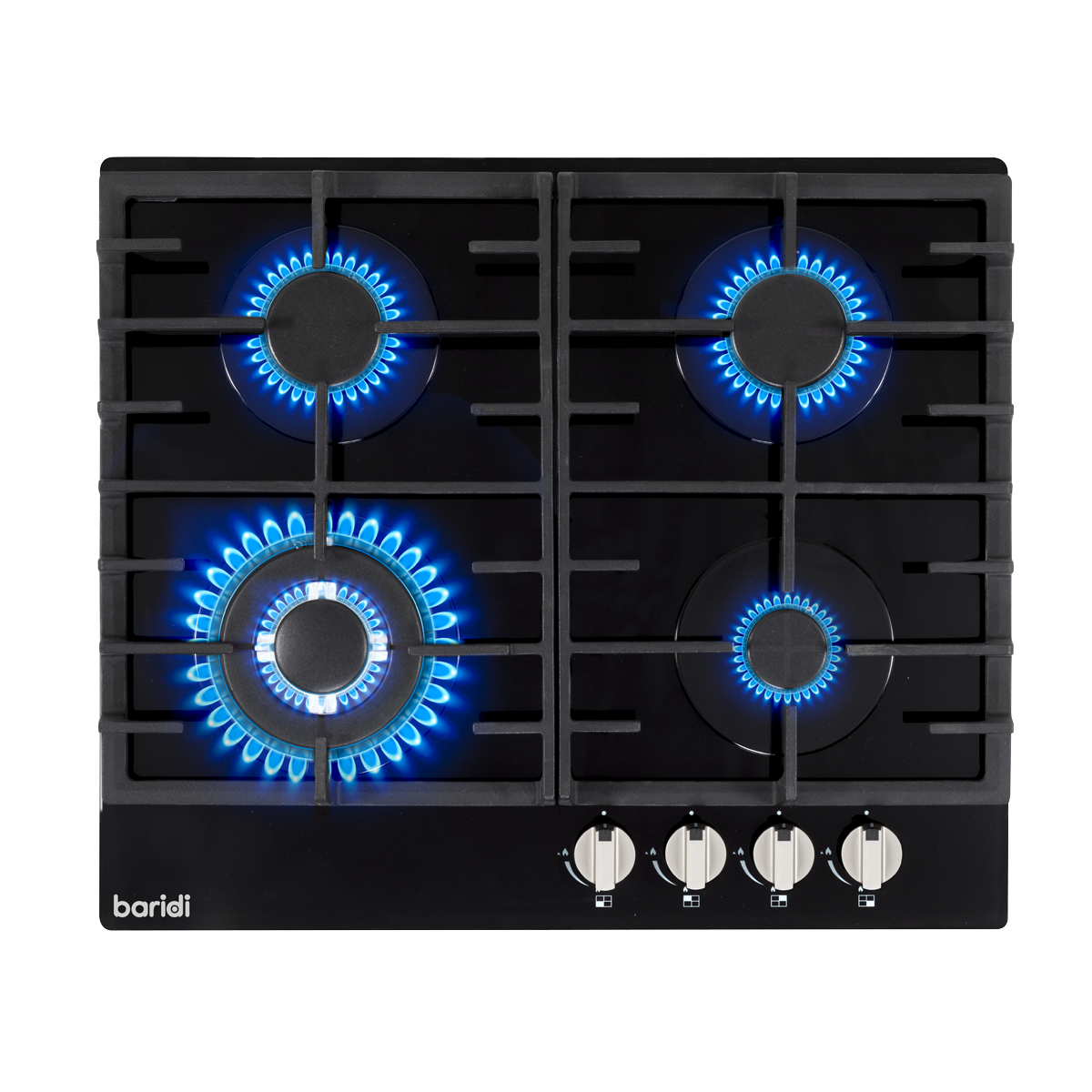 Baridi Gas Hob with 4 Cooking Zones 60cm - Black