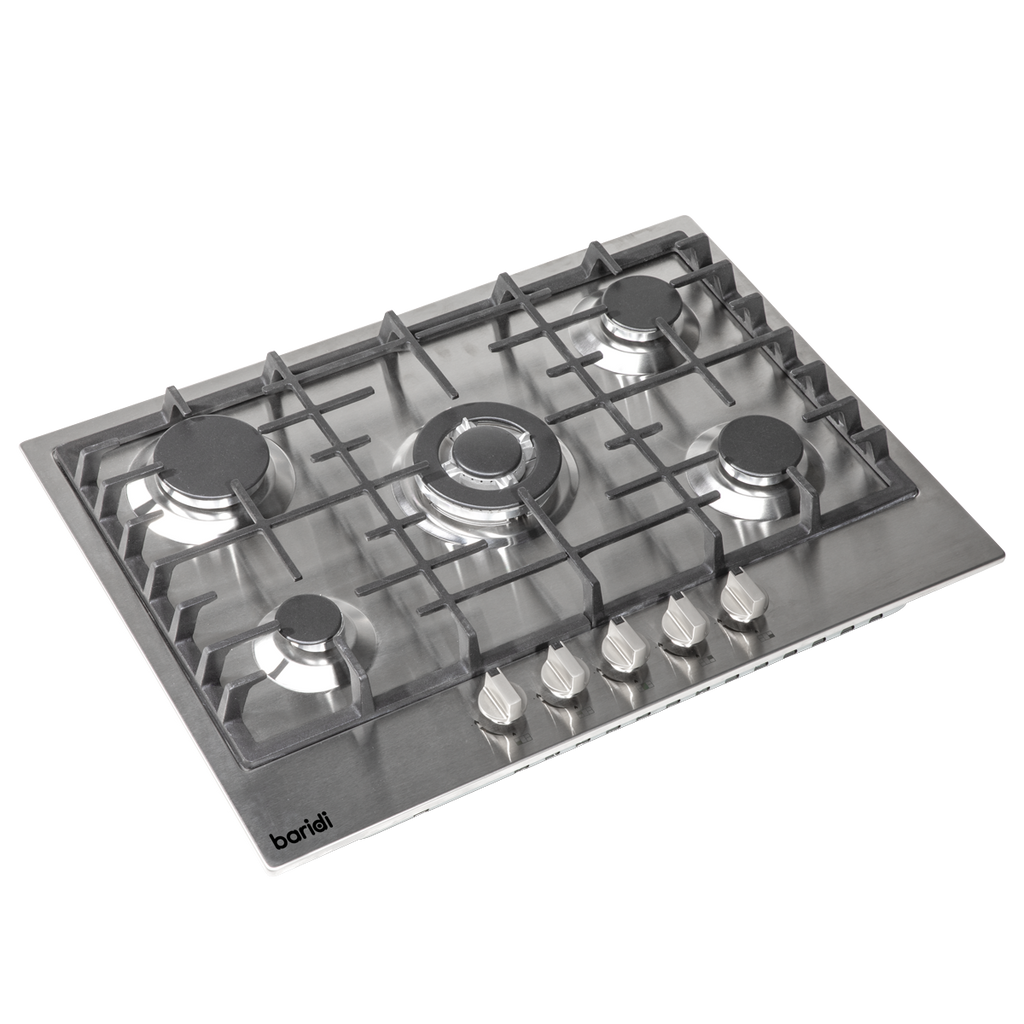 Baridi Built-in Gas Hob 70cm, 5 Cooking Zones, Stainless Steel (DH227)