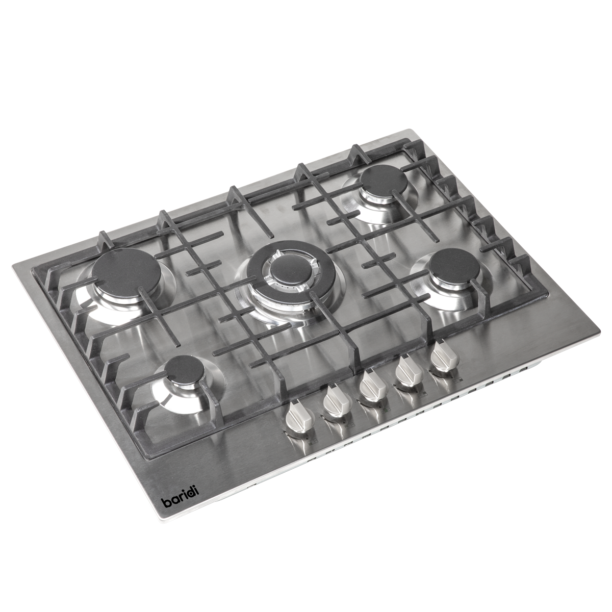 Baridi Built-in Gas Hob 70cm, 5 Cooking Zones, Stainless Steel (DH227)