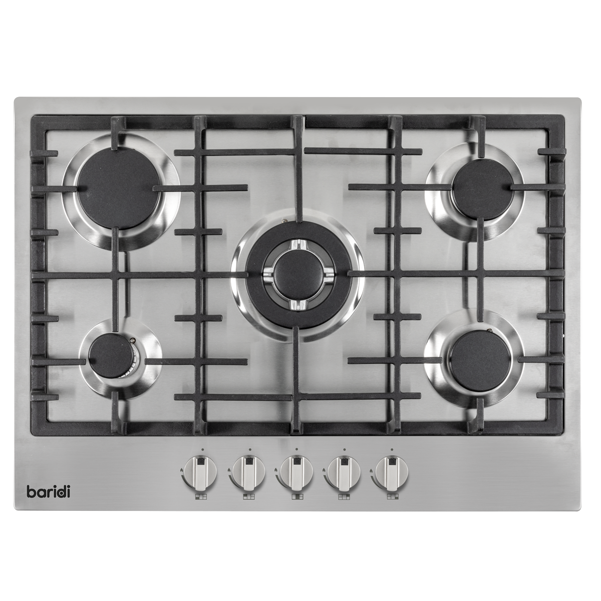 Baridi Built-in Gas Hob 70cm, 5 Cooking Zones, Stainless Steel (DH227)